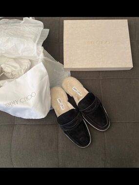 Jimmy Choo Black Suede Flats/Mules